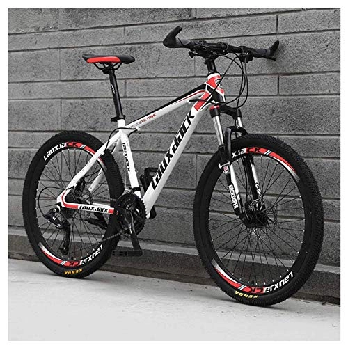 Vélos de montagnes : JF-XUAN vélo Sports de Plein air de Suspension Avant VTT 30 Vitesse Vélo 26" Vélos Hommes Freins Huile VTT, Blanc