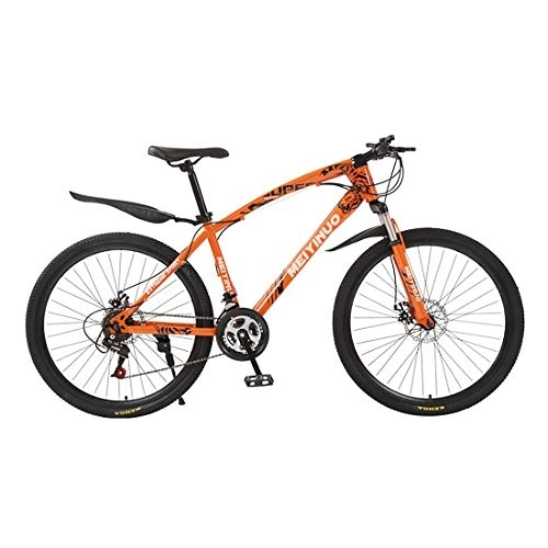 Vélos de montagnes : JIAODIE Vélo de route hybride pour homme / femme, 21 vitesses, 30 rayons, double frein à disque, acier à haute teneur en carbone, plusieurs couleurs, orange