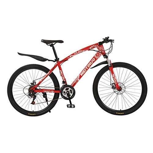 Vélos de montagnes : JIAODIE Vélo de route hybride pour homme / femme - 21 vitesses - 30 rayons - Double frein à disque - Acier à haute teneur en carbone - Plusieurs couleurs - Rouge