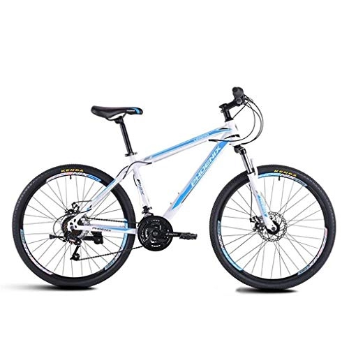 Vélos de montagnes : JLQWE Vélo VTT Mountain Bike, 26 Pouces Hommes / Femmes Vélos Hard-Queue, Cadre en Acier Au Carbone, Double Disque De Frein Et La Fourche Avant, 21 Vitesse (Color : Blue)