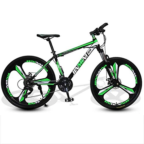 Vélos de montagnes : JLQWE Vélo VTT VTT, Vélos De Montagne Hardtail Unisexe, Cadre en Acier Au Carbone, 26 Pouces Roue, Suspension À Double Disque De Frein Avant (Color : Black+Green, Size : 21 Speed)