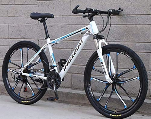 Vélos de montagnes : JXXU VTT 26 pouces 21 vitesses pour adultes étudiants, double frein à disque, siège réglable, cadre en acier à haute teneur en carbone (couleur A)