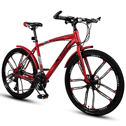 Vélos de montagnes : Kays VTT Vélo de Montagne 26" Mountain Bicycles 21 / 24 / 27 / 30 Unisexe VTT Vélo Délais Lightweight Carbon Cadre en Acier Suspension Avant Frein À Disque (Color : Red, Size : 24speed)