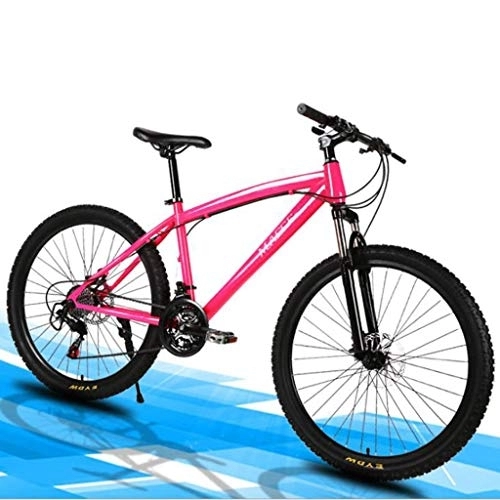 Vélos de montagnes : Kays VTT Vélo de Montagne Montagne Vélos Unisexe 26 « » Cadre Léger en Acier Au Carbone 21 Vitesse Disque Suspension Avant Frein (Color : Pink, Size : 21speed)