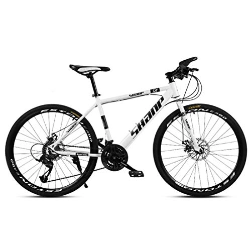 Vélos de montagnes : Kays VTT Vélo de Montagne VTT, VTT Vélos Cadre en Acier Au Carbone, Suspension Avant Et Double Disque De Frein, 26 Pouces Roues (Color : White, Size : 24-Speed)