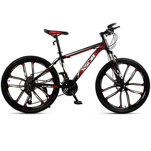 Vélos de montagnes : Kays VTT Vélo de Montagne VTT, Vélos Cadre en Acier Au Carbone, Suspension À Double Disque De Frein Avant Antichocs, 26 Pouces Mag Wheel (Color : Black+Red, Size : 21-Speed)