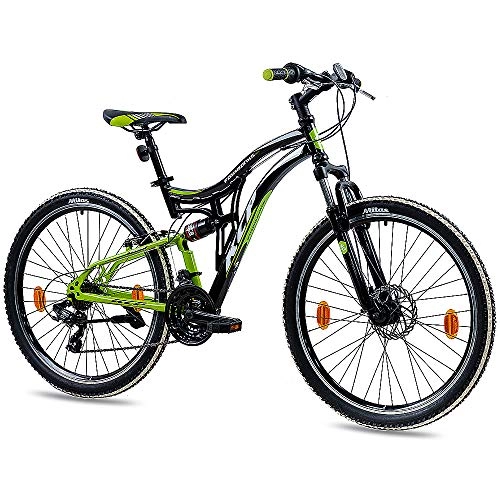 Vélos de montagnes : KCP Vélo de VTT Fully VTT pour adolescent 26" avec suspension Shimano 21 G Noir / vert