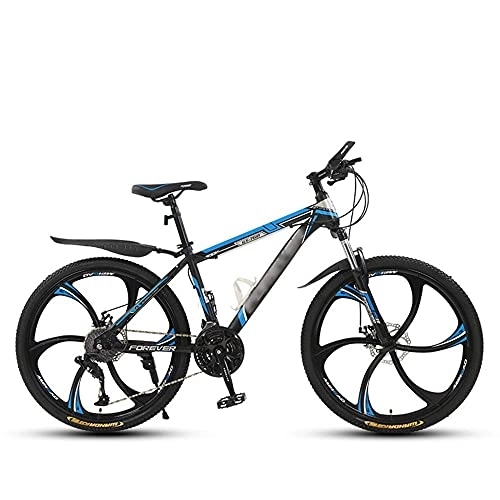 Vélos de montagnes : KELITINAus Vélo de montagne 24 / 26" avec fourche à suspension 21 / 24 / 27 / 30 vitesses VTT avec frein à disque, robuste en acier à haute teneur en carbone, rouge, 26 en 21 vitesses, bleu 24 en 27 vitesses