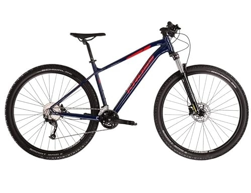 Vélos de montagnes : Kross Level 2.0 Vélo VTT S 16" 41 cm Cadre 29" Roues Frein à disque Shimano 24 vitesses Hardtail Vélo Bleu marine Rouge