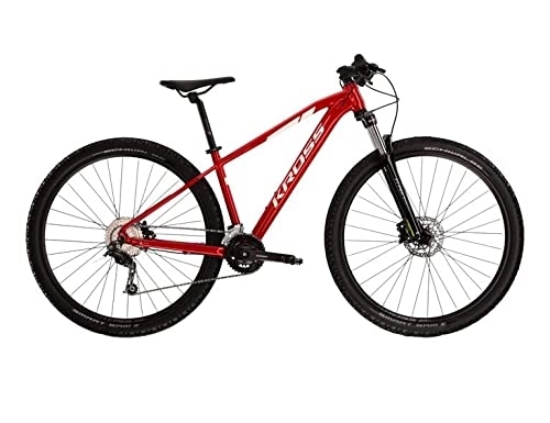 Vélos de montagnes : Kross Level 3.0 VTT XL Cadre 29" Roues Frein à disque Shimano 24 vitesses Hardtail Vélo Rouge Blanc