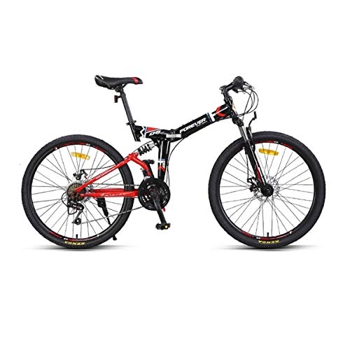 Vélos de montagnes : KUQIQI Vlo Pliant Absorbant Les Chocs, 26 Vitesses, 24 Vitesses, Absorbant compltement Les Chocs, vlos pour Hommes et Femmes urbains, vlos de Montagne pour tudiants, vlos (Color : Black Red)