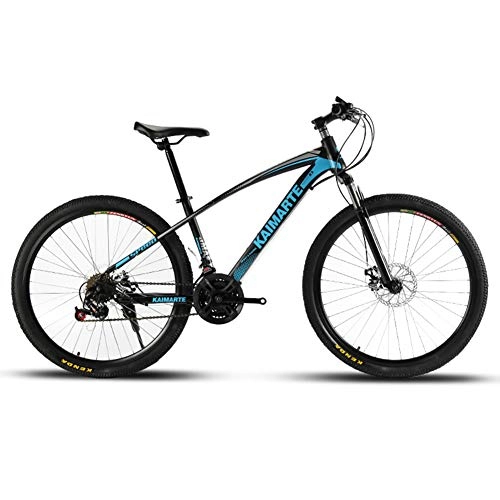 Vélos de montagnes : KXDLR 26 Pouces Suspension VTT Avant Vélo Non-Slip Vélo pour Adultes Sport Roues Double Disque De Frein en Aluminium Cadre VTT Vélo, Bleu, 21 Speeds
