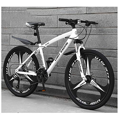 Vélos de montagnes : KXDLR Mens Mountain Bike, Suspension Avant, 26 Pouces Roues De 17 Pouces en Alliage D'aluminium avec Cadre Double Frein À Disque, Blanc, 24 Speed