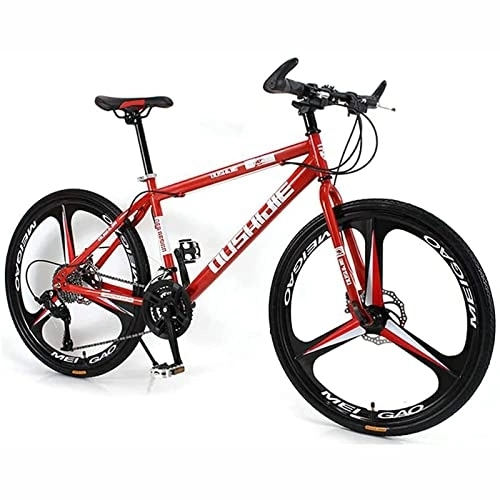 Vélos de montagnes : LapooH 26 Pouces VTT pour Femmes / Hommes léger 21 / 24 / 27 Vitesses VTT Adultes vélos Cadre en Acier au Carbone Suspension Avant, Rouge, 27 Speed