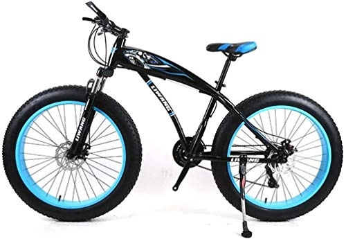 Vélos de montagnes : Large Tire Mountain Bike, 7 Vitesses 24 Pouces 26 Pouces Snowmobile Pneu Large Frein À Disque Damping Étudiant Vélo (Color : Black, Size : 24inch)