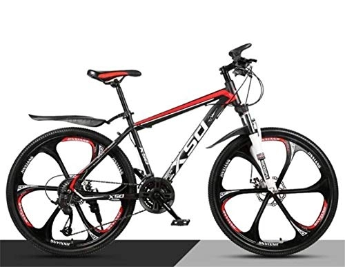 Vélos de montagnes : LBWT 26 Pouces VTT, Vélos Hors Route, VTT Hommes, Haute en Acier Au Carbone, À Double Suspension, Cadeaux (Color : Black Red, Size : 27 Speed)