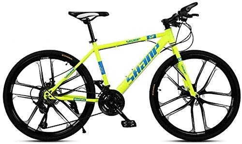 Vélos de montagnes : LBWT Vélos De Montagne De 26 Pouces, Vélo À Vitesse Variable Hors Route, Double Suspension, Acier Au Carbone, Cadeaux (Color : Yellow, Size : 21 Speed)