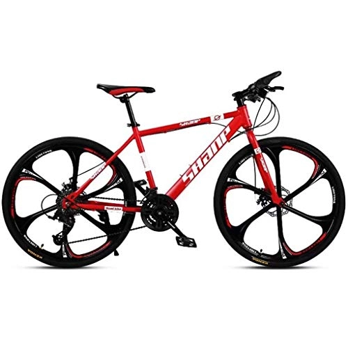 Vélos de montagnes : LC2019 26 Pouces Adulte VTT Semi-Rigide VTT Gearshift Vélo avec Rouge en Acier Au Carbone Réglable Siège 6 Cutter (Color : 24-Stage Shift, Size : 24inches)