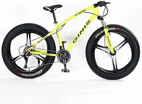 Vélos de montagnes : Les adolescents Mountain Bikes, 21 vitesses 24 pouces Fat Tire vélo, Cadre en acier haute teneur en carbone Hardtail VTT avec double disque de frein, jaune, Spoke, Taille: 3 Spoke, ( Color : Yellow )