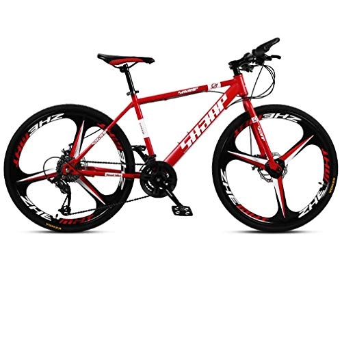 Vélos de montagnes : LFEWOZ VTT Vélo pour Adultes Hommes Et Femmes À Vitesse Variable VTT Double Disque De Frein Plage Vélos Neige Rouge -26 Pouces -24 Vitesse Trail Bikes
