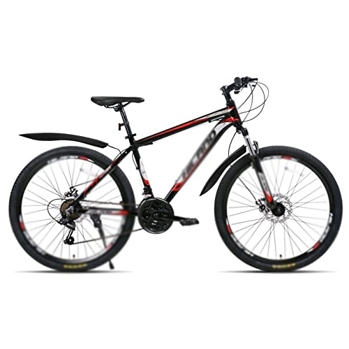 Vélos de montagnes : LIANAI zxc Bikes 26 pouces 21 vitesses alliage d'aluminium fourche suspension vélo double frein à disque VTT et garde-boue (couleur : rouge)