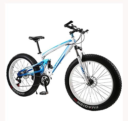 Vélos de montagnes : LJLYL Fat Tire Vélo de vélo de Montagne pour Hommes Femmes, avec des vélos MBT à Suspension complète Cadre en Acier léger à Haute teneur en Carbone et Frein à Disque Double, A, 24 inch 30 Speed