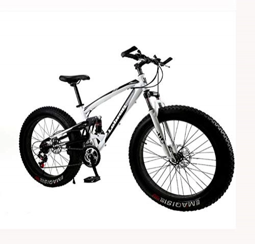 Vélos de montagnes : LJLYL Fat Tire Vélo de vélo de Montagne pour Hommes Femmes, avec des vélos MBT à Suspension complète Cadre en Acier léger à Haute teneur en Carbone et Frein à Disque Double, D, 24 inch 21 Speed