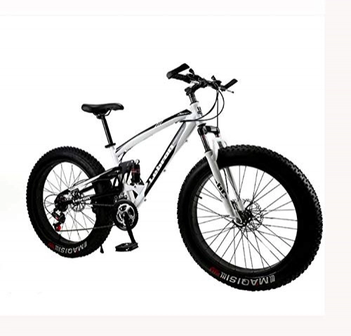 Vélos de montagnes : LJLYL Fat Tire Vélo de vélo de Montagne pour Hommes Femmes, avec des vélos MBT à Suspension complète Cadre en Acier léger à Haute teneur en Carbone et Frein à Disque Double, D, 26 inch 27 Speed