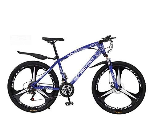 Vélos de montagnes : LUO Vlo de montagne pour adulte, cadre en acier haute teneur en carbone, VTT tout-terrain, noir, 26 pouces 27 vitesses, Bleu