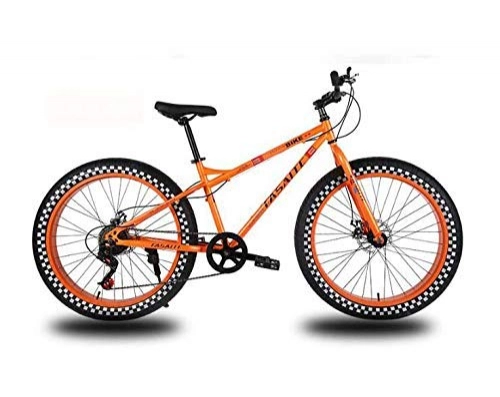 Vélos de montagnes : LUO Vélo, roues 26 pouces VTT pour adultes, vélo de vélo semi-rigide à gros pneu, cadre en acier à haute teneur en carbone, frein à double disque, bleu, 24 vitesses, Orange, 24 vitesses