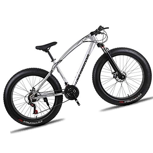 Vélos de montagnes : LYRWISHJD 4.0 Fat Tire VTT à Haut Carbone Cadre en Acier VTT Vélos d'exercice Unisexe Route de vélo-amortissante Étudiant extérieur (Color : White, 速度 Speed : 24Speed)