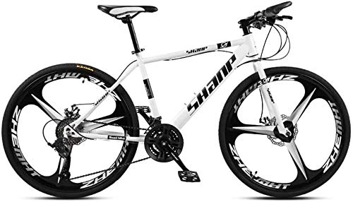 Vélos de montagnes : Lyyy 24 Pouces Mountain Bikes, Double Disque de Frein VTT Hardtail, Hommes Femmes Haute teneur en Carbone en Acier Tout Terrain Alpin Vélos YCHAOYUE (Color : 24 Speed, Size : White 3 Spoke)