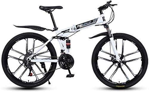 Vélos de montagnes : Léger VTT for adultes, Aluminium Suspension Vélo Plein cadre, fourche à suspension, frein à disque, blanc, E
