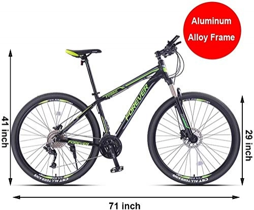 Vélos de montagnes : Mens Mountain Bikes, 33 Vitesse Hardtail VTT, cadre double disque d'aluminium de frein, Vélo de montagne avec suspension avant, (Color : Green)