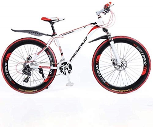 Vélos de montagnes : MJY 26 pouces 27 vitesses VTT pour adulte, cadre complet en alliage d'aluminium léger, suspension avant de roue vélo pour homme, frein à disque 6-11, rouge 2