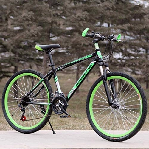 Vélos de montagnes : MJY Vélo 26 pouces VTT en acier à haute teneur en carbone queue dure vélo tout-terrain VTT cadre de siège réglable Double absorption des chocs 6-11, Vert noir