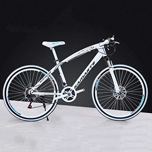Vélos de montagnes : MJY Vélo 26 pouces VTT, vélo à queue dure en acier à haute teneur en carbone, vélo léger avec siège réglable, frein à double disque, fourche à ressort, A, 24 vitesses 6-20