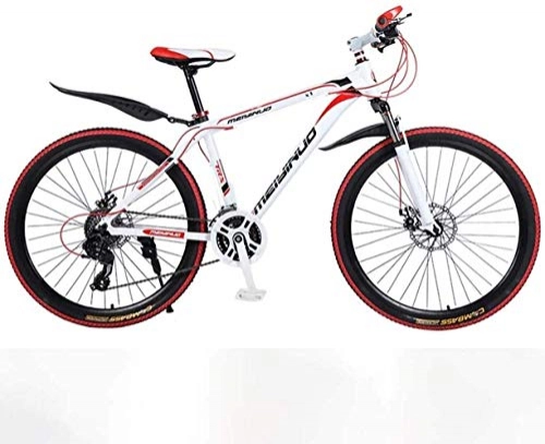 Vélos de montagnes : MJY Vélo 26In 27 vitesses VTT pour adulte, cadre complet en alliage d'aluminium léger, suspension avant de roue vélo pour homme, frein à disque 6-11, Rouge 1