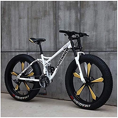 Vélos de montagnes : MOME 24SpeedRoad Vélo VTT 26 pouces avec freins à disque, cadre en fibre de carbone, système de suspension double, vélo de course 3 langues Blanc