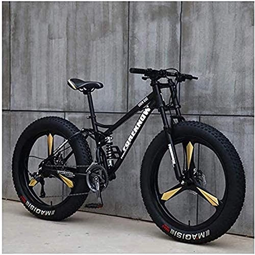 Vélos de montagnes : MOME Vélo VTT 21SpeedRoad Fat Tire de 26 pouces avec freins à disque, cadre en acier au carbone, système de double suspension, vélo de course pour homme et femme