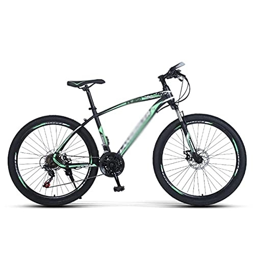 Vélos de montagnes : MQJ 26 Pouces Vtt Carbone Cadre En Acier 21 / 24 / 27-Vitesse Double Disque Avec Lock-Out Suspension Fork Convient Pour Les Amateurs de Cyclisme Hommes Et Femmes / Vert / 21 Vitesse