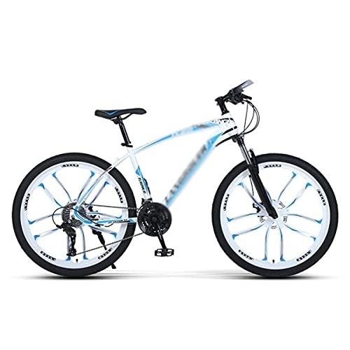 Vélos de montagnes : MQJ Vtt 21 / 24 / 27 Vitesse Vélo Suspension Avant Vtt Cadre En Acier Haute Teneur En Carbone 26 Roues Pour Un Chemin, Trail & Amp; Montagnes Pour Hommes Femme Adultes Et Adolescents / Blanche / 21 Vitesse