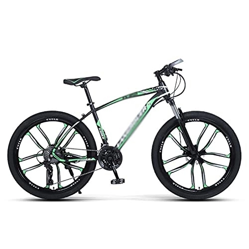 Vélos de montagnes : MQJ Vélo de Montagne 26 Pouces 21 / 24 / 27 Vitesses D'Engrenages Adultes Vélo Pour Garçons Et Filles Avec Fourchette Et Freins À Disque / Vert / 21 Vitesse