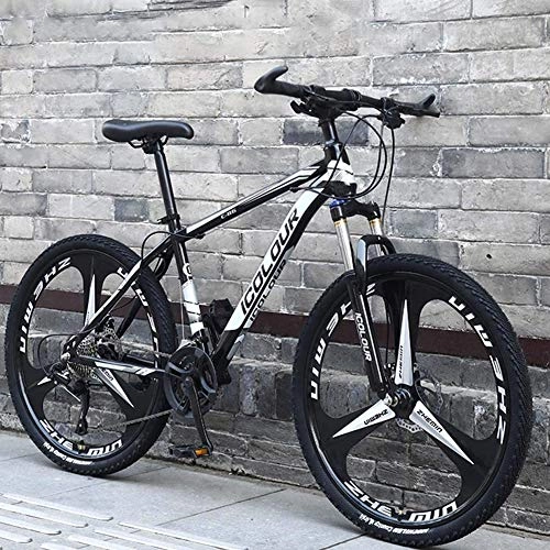 Vélos de montagnes : MSM Adulte Vélo VTT, 26 Pouces 27 Vitesses Aluminium Léger Vélo VTT, Hardtail Bike avec Suspension Avant Noir Blanc 26" 27-Vitesse