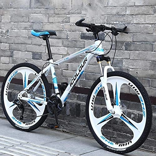 Vélos de montagnes : MSM Adulte Vélo VTT, Hardtail Bike avec Suspension Avant, 26 Pouces 24 Vitesse Aluminium Léger Vélo VTT Blanc Et Bleu 26" 24-Vitesse