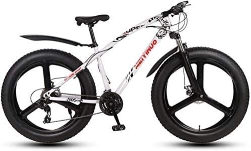 Vélos de montagnes : MU Vélo 26 Pouces Double Disque Motoneige Larges Pneus Hors Route Atv Transmission Vélo Vtt Adulte, Blanc, 21