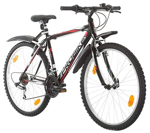 Vélos de montagnes : Multibrand Distribution PROBIKE 26 Pouces VTT 18 Vitesses, Vélo Homme et Vélo Garçon, adapté de 165-183 cm (Noir + Garde-Boue)