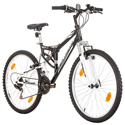 Vélos de montagnes : Multibrand Distribution Probike Extreme 26 Pouces VTT Tout Suspendu 18 Vitesses, vélo Homme et vélo Femme, Convient de 155-180 cm (Noir)