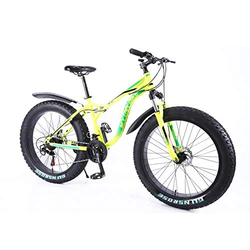 Vélos de montagnes : MYTNN Fatbike 26" 21 vitesses Shimano Style 2020 Fat Tyre VTT 47 cm RH Snow Bike Fat Bike (Jaune)