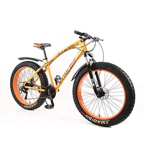 Vélos de montagnes : MYTNN Fatbike 26 pouces 21 vitesses Shimano Fat Tyre 2020 VTT 47 cm RH Snow Bike Fat Bike Fat Bike Fat Bike (cadre orange / jantes orange)